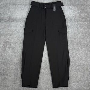 Express Pants Women's 4R‎ Black Ankle Cargo Super High Rise Belted